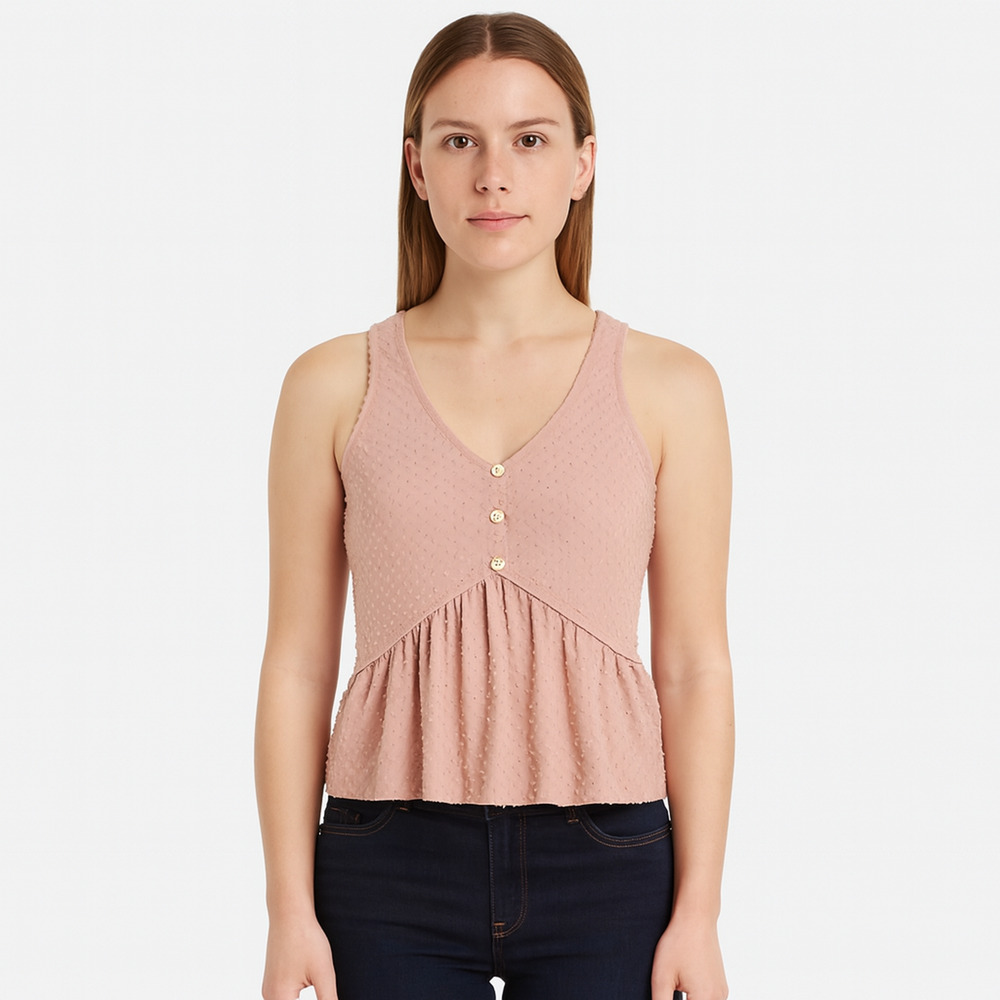 Paper Crane Women’s Pink Baby Doll Peplum Tank Top – Size XS NWOT